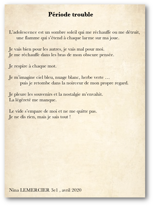 Poemes Des Eleves De 3e1 Et 3e5 College Jean Monnet